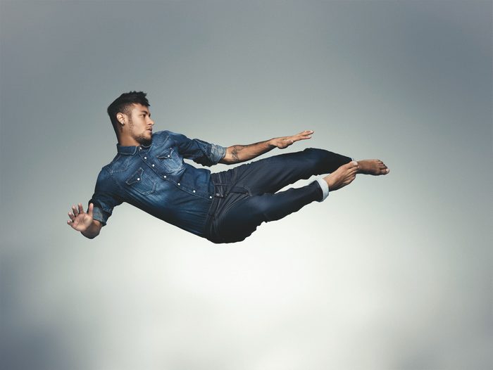 Neymar Jr. in mid-air