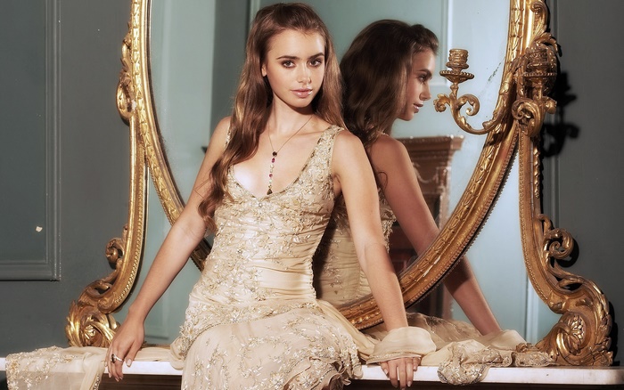 Lily Collins in a formal dress
