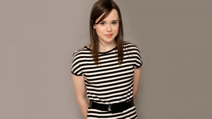 Ellen Page in Black and White Striped Dress