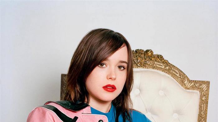 Ellen Page in a pink jacket