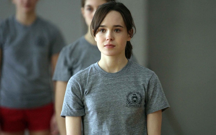 Ellen Page in a grey t-shirt