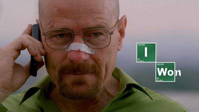 Bryan Cranston on the phone with "I Won" text