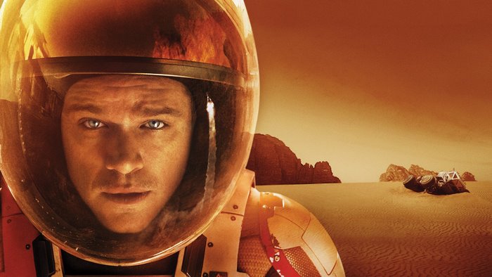Matt Damon as an astronaut on Mars