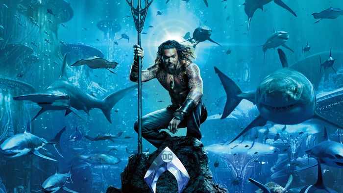 Aquaman with Trident and Sharks