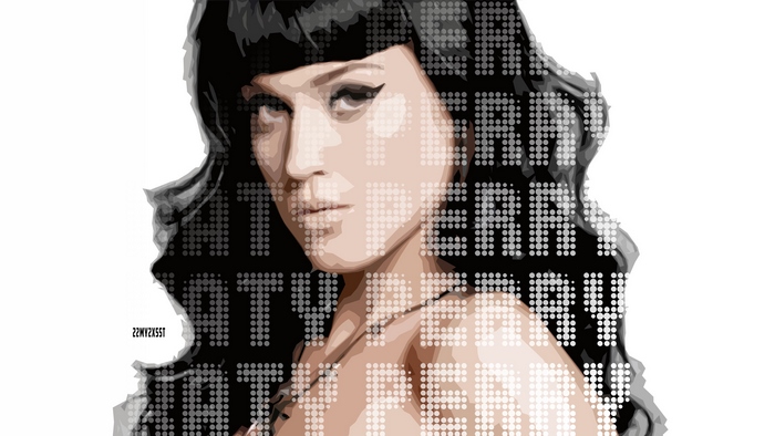 Katy Perry portrait with text overlay