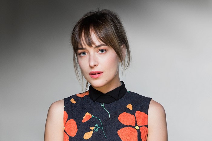 Dakota Johnson in Floral Dress with Soft Expression