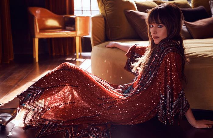 Dakota Johnson in a sequined dress