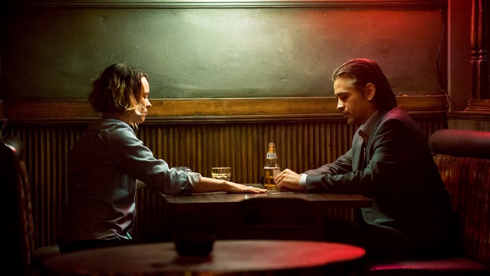 Colin Farrell and unknown woman in bar