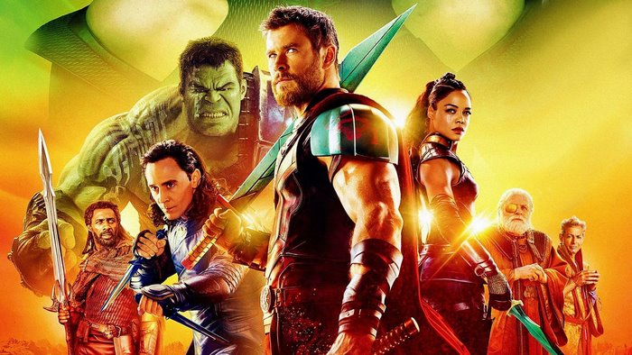 Thor Ragnarok: Hulk, Thor, Loki, Valkyrie, Odin, Heimdall