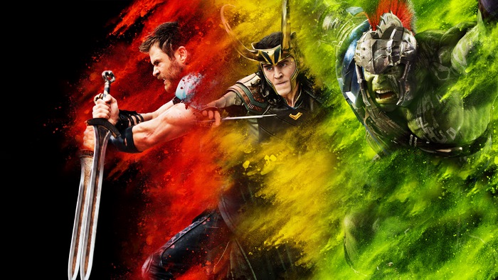 Thor, Loki, and Hulk from Thor: Ragnarok