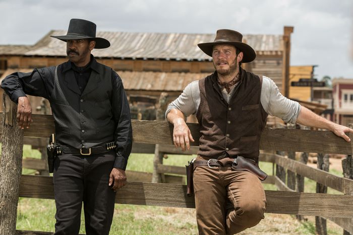 Denzel Washington and Chris Pratt in The Magnificent Seven