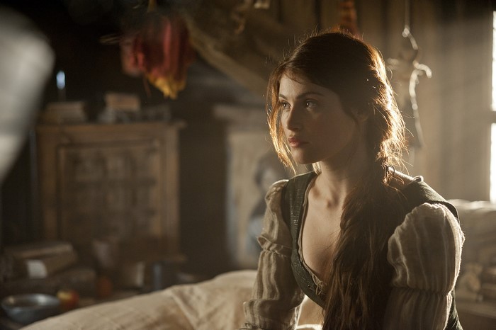 Gemma Arterton in Vintage Dress Near Window