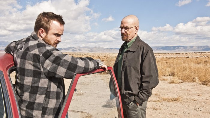 Jesse Pinkman and Walter White in a desert