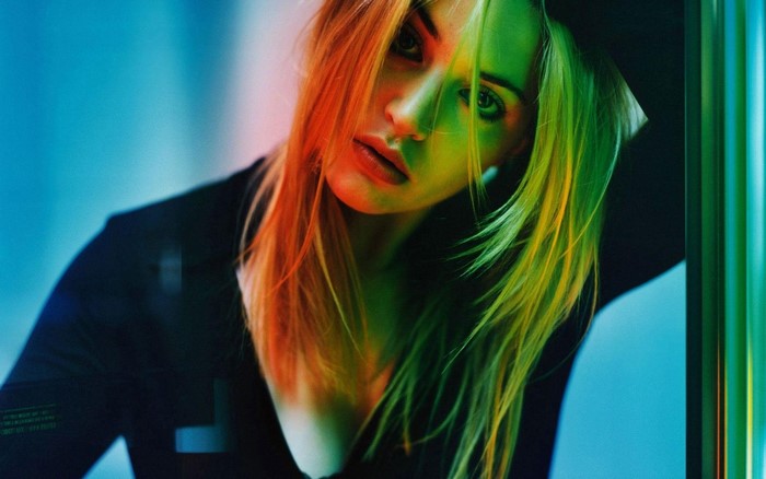 Kate Winslet portrait with colorful lighting