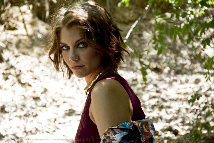 Lauren Cohan in a forest