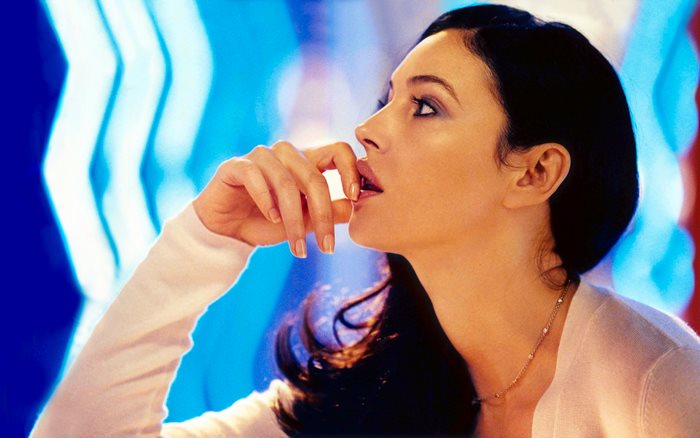 Serene Profile of Monica Bellucci with Thoughtful Expression