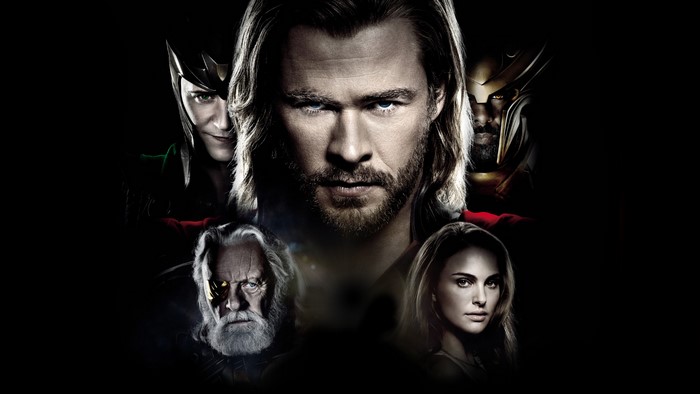 Thor, Loki, Odin, and Jane Foster from Thor