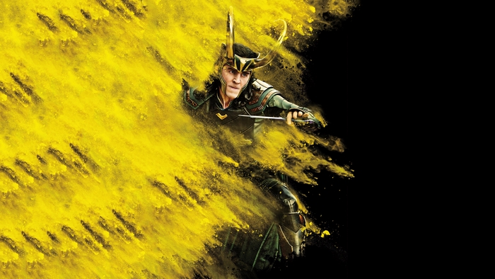 Loki from Thor with yellow powder explosion