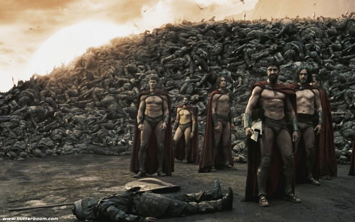 Gerard Butler and Spartans in 300
