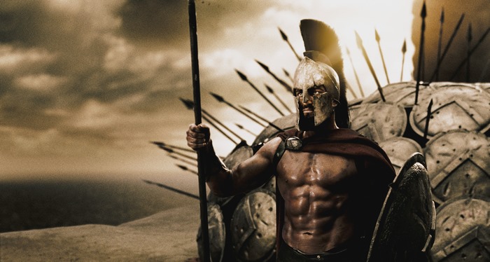 Spartan warrior with spear and shield