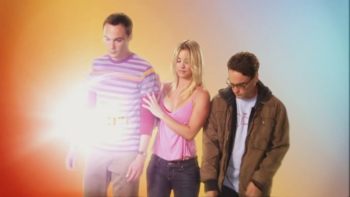 Sheldon, Penny, and Leonard from The Big Bang Theory