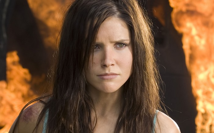 Sophia Bush in front of fire
