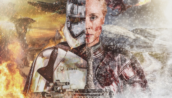 Gwendoline Christie as Captain Phasma and Brienne of Tarth