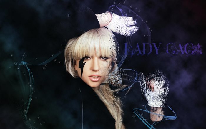 Lady Gaga with lightning bolt makeup