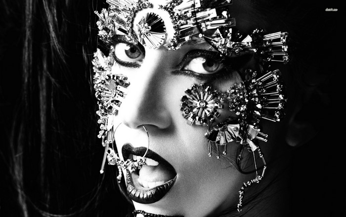 Lady Gaga with elaborate face jewelry