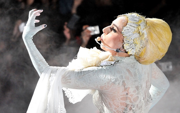 Lady Gaga performing on stage