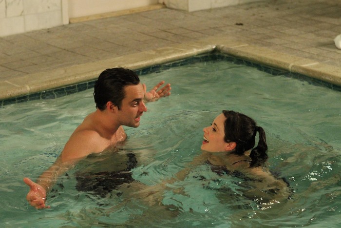 Nick Miller in a swimming pool