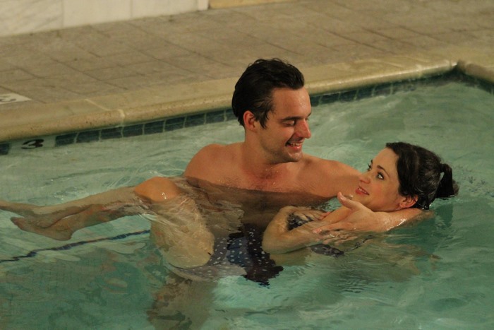 Nick Miller in a swimming pool