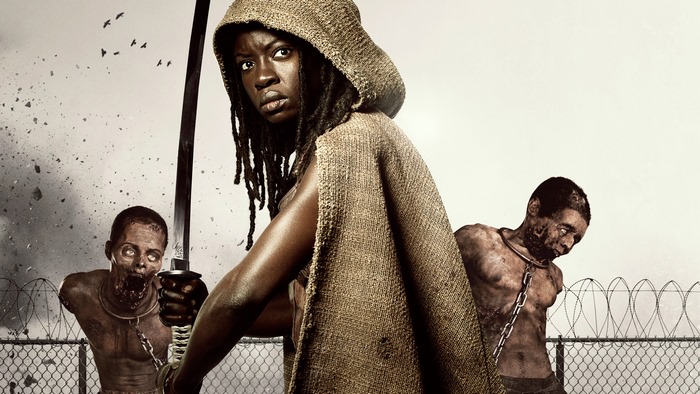 Michonne from The Walking Dead with Walkers