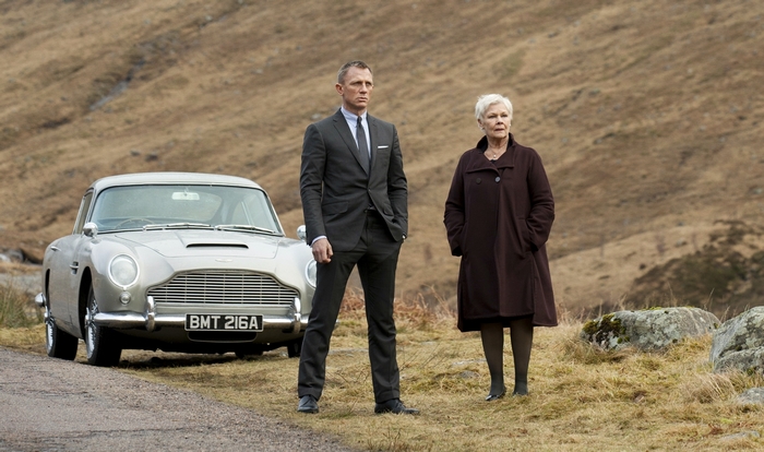 James Bond and M with Aston Martin DB5