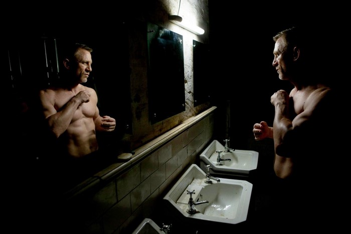 Daniel Craig in a bathroom