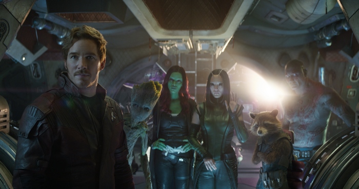 Guardians of the Galaxy characters in a spaceship