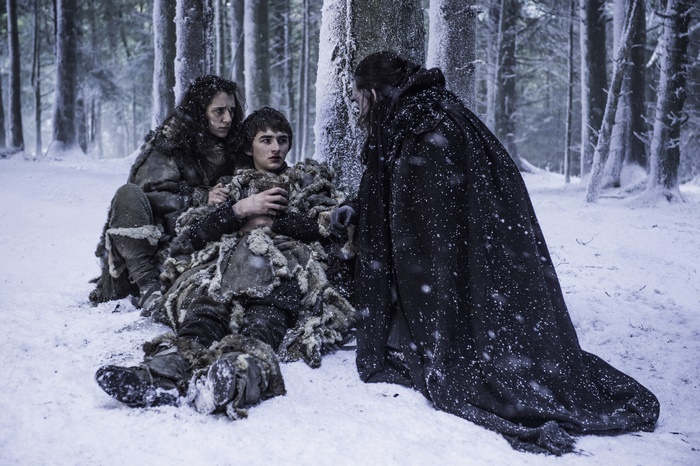 Bran Stark and companions in a snowy forest