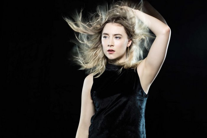 Saoirse Ronan with windblown hair