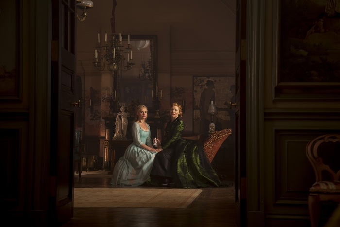 Cinderella and Lady Tremaine in a room