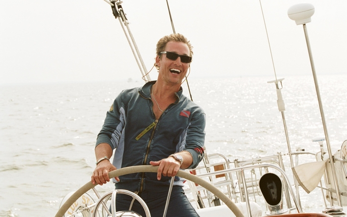 Matthew McConaughey on a sailboat