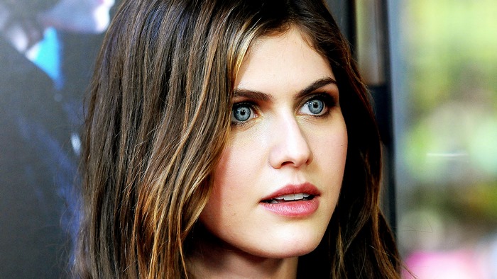 Close-up Portrait of Alexandra Daddario with Blue Eyes