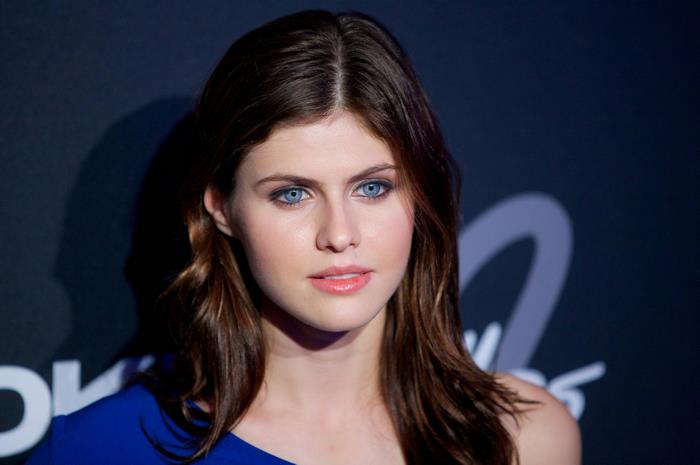 Alexandra Daddario Portrait with Blue Eyes and Brown Hair