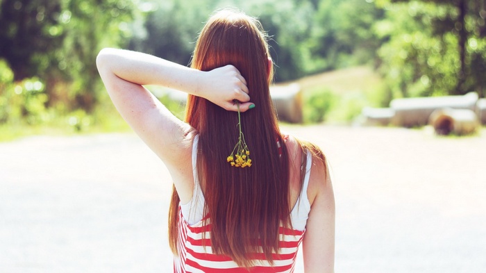 Woman with flowers in her hair