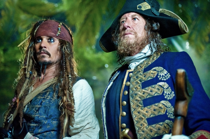 Captain Barbossa and Jack Sparrow from Pirates of the Caribbean