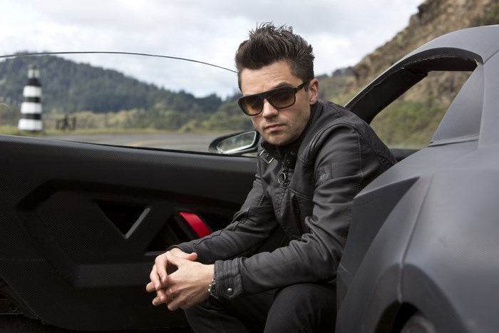 Dominic Cooper in a car