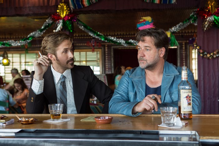 Ryan Gosling and Russell Crowe at a Bar