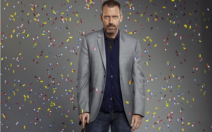 Hugh Laurie with pills