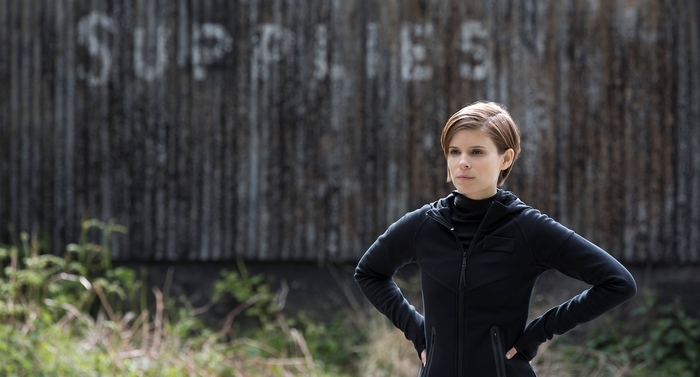 Kate Mara in a black hoodie