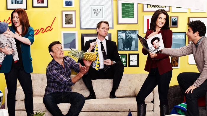 How I Met Your Mother cast on yellow wall
