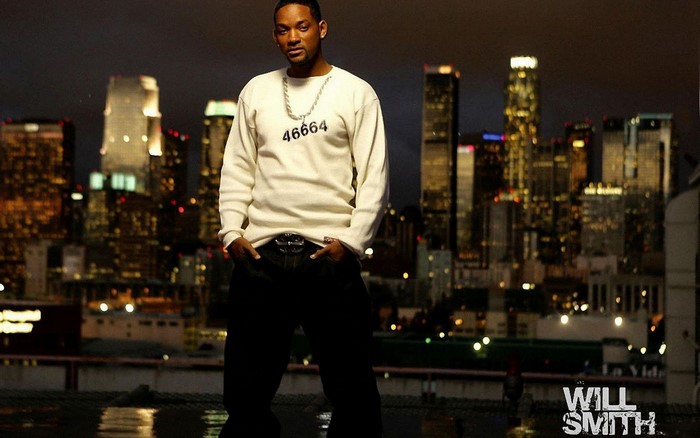 Will Smith in front of a city skyline